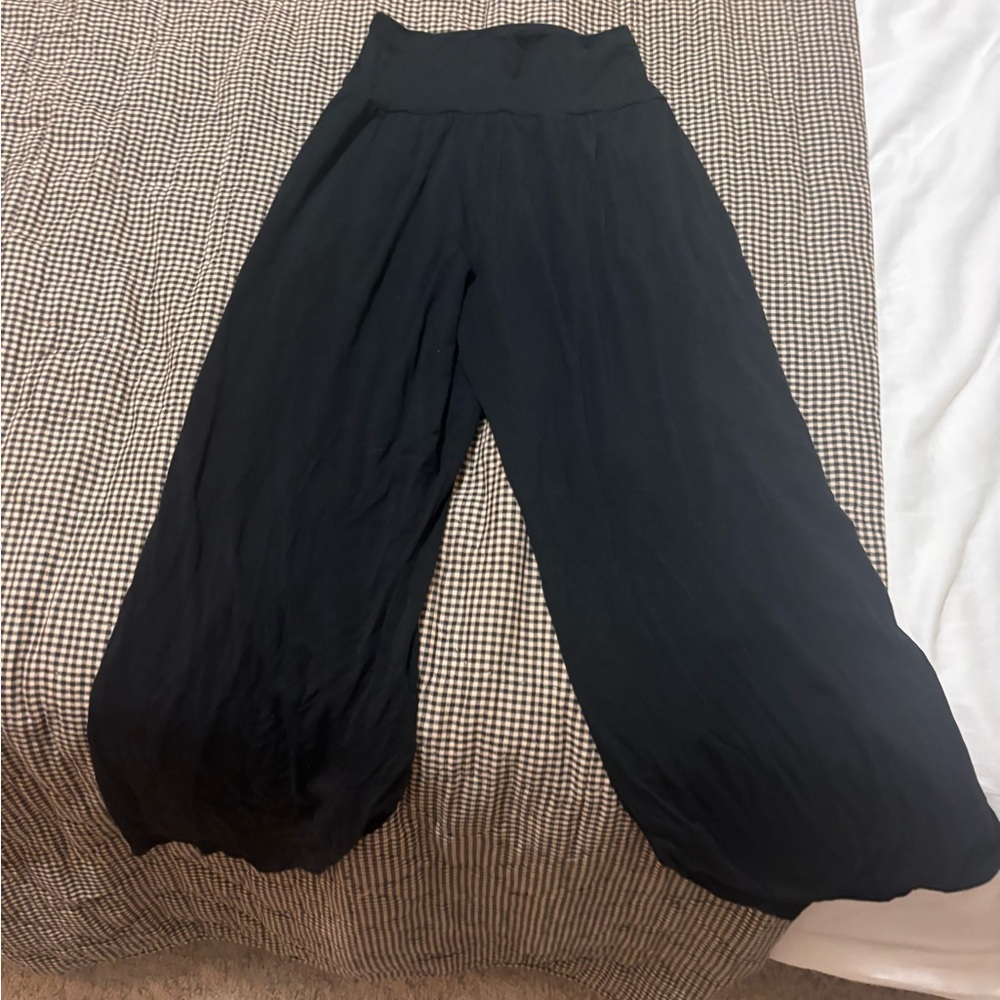 Athleta Black Wide-Leg Open Studio Pants